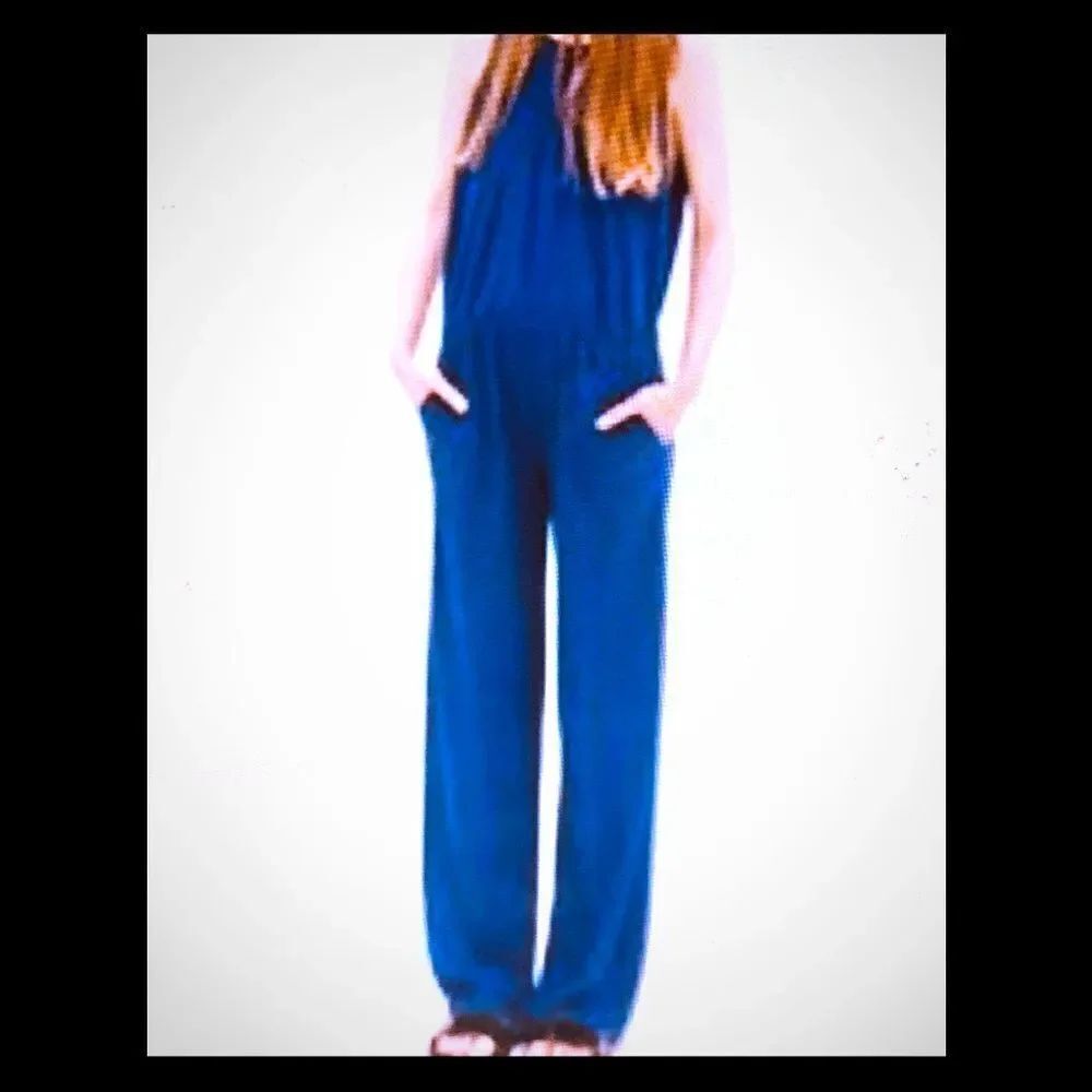 Zara Trafaluc  blue open back jumpsuit. Size : S